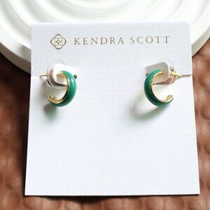 Kendra Scott Green Enamel Gold Earrings - Ainsley